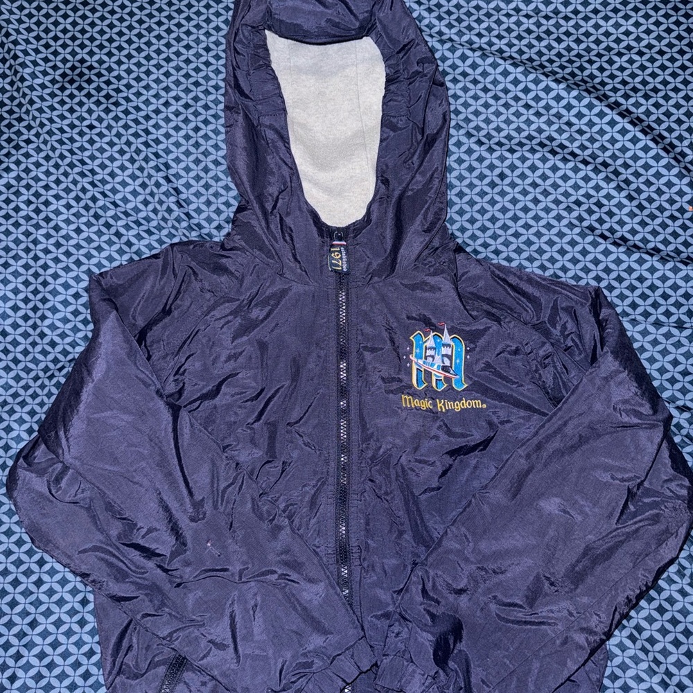 Walt Disney World Magic Kingdom Vintage Navy Blue Hooded Jacket Youth Large